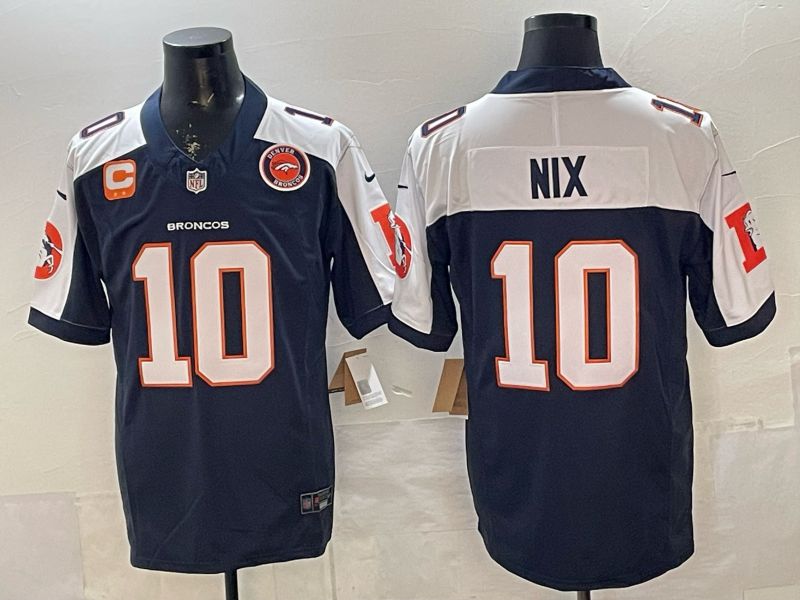 Men 2026 Denver Broncos #10 Nix blue white three generations Nike Limited NFL Jersey style 004->denver broncos->NFL Jersey